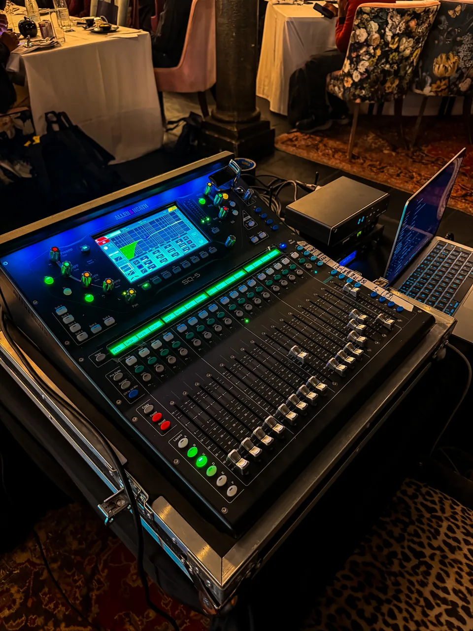Digital mixing console operating at an event